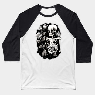 Romantic Skull and Roses Baseball T-Shirt